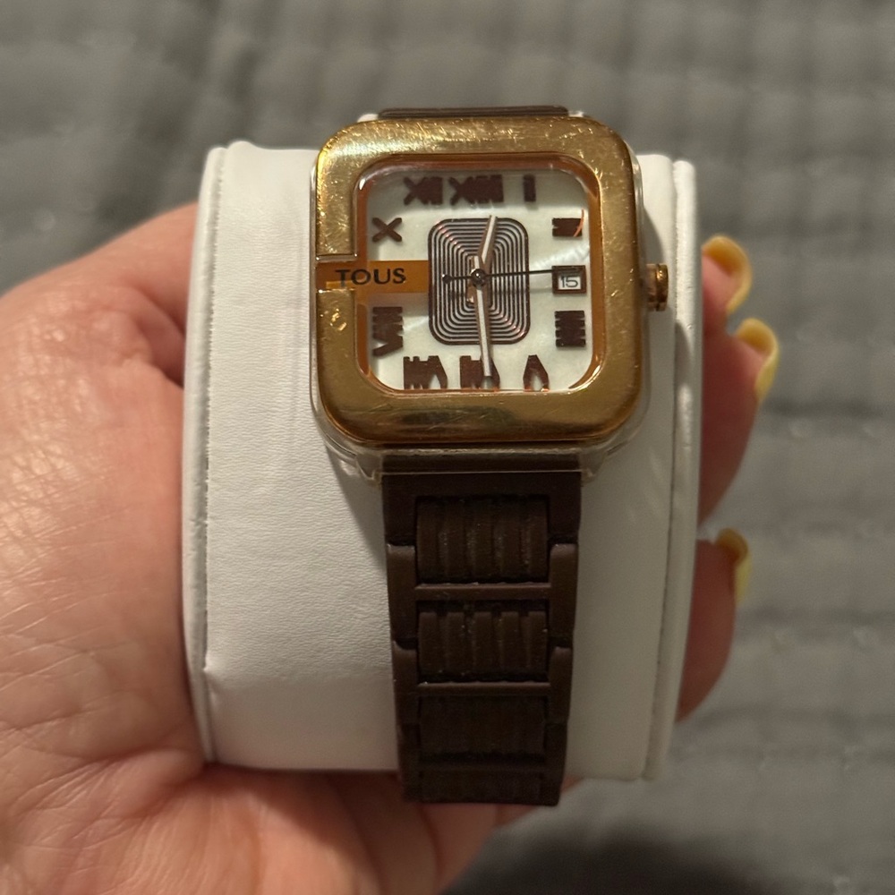 Tous gold pink rose and Brown Square Watch